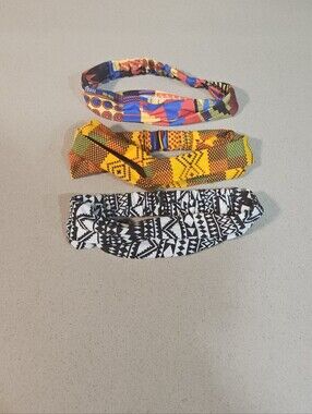 🎀 Set of 3 Multicolor African Print & Tribal Headbands One Size